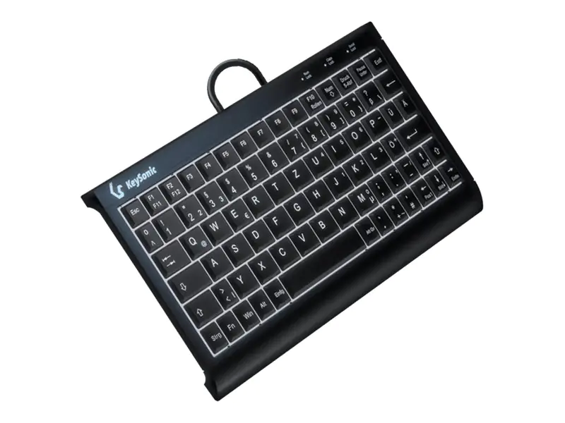 KeySonic KSK-3011ELC - Tastatur - super-mini - hinterleuchtet - USB - QWERTZ - Deutsch - Tastenschalter: X-Type - Schwarz