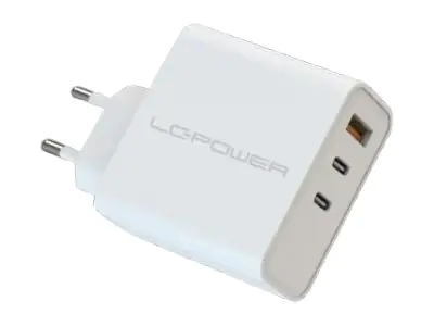 LC-Power LC-GAN-65 - Netzteil - GaN - 65 Watt - 3.25 A - PD 3.0 - 3 Ausgabeanschlussstellen (USB Typ A, 2 x USB-C)