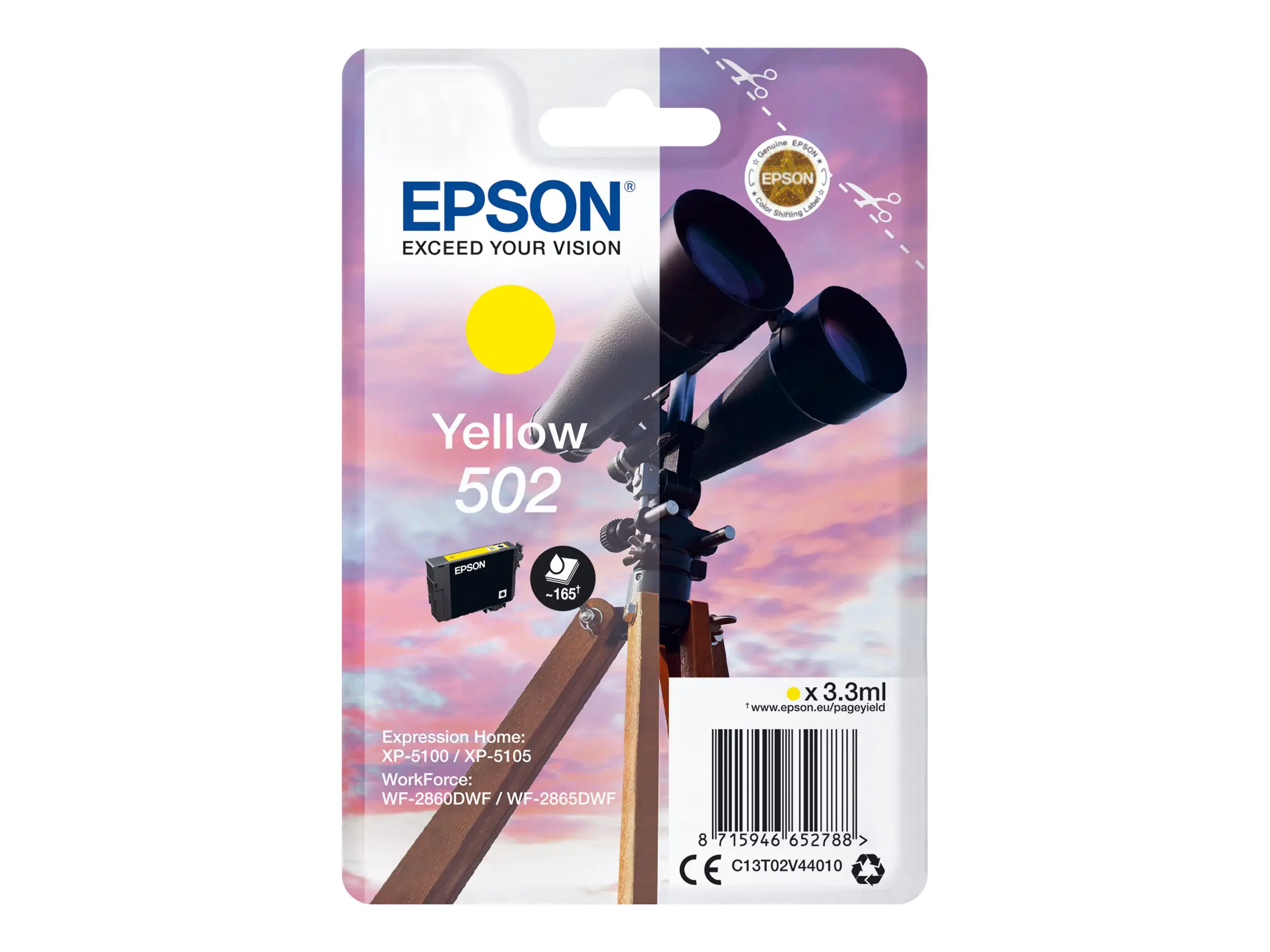 Epson 502XL - 6.4 ml - mit hoher Kapazität - Gelb - original - Blisterverpackung - Tintenpatrone - für Expression Home XP-5100, 5105, 5150, 5155; WorkForce WF-2860, 2865, 2880, 2885 Epson 502XL - 6.4 ml - mit hoher Kapazität - Gelb - original - Blisterverpackung - Tintenpatrone - für Expression Home XP-5100, 5105, 5150, 5155; WorkForce WF-2860, 2865, 2880, 2885