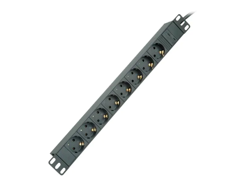 Roline - Steckdosenleiste (Rack - einbaufähig) - 250 V - 2300 Watt - Eingabe, Eingang IEC 60320 C14 - Ausgangsanschlüsse: 8 - 1U - 48.3 cm (19") - 2 m - Schwarz