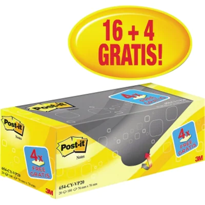 Post-it Haftnotiz Notes 654Y-20 76x76mm 100Blatt gelb 20 St./Pack. Post-it Haftnotiz Notes 654Y-20 76x76mm 100Blatt gelb 20 St./Pack.