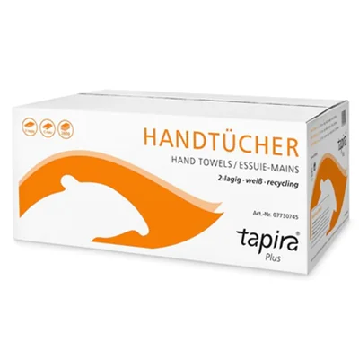tapira Papierhandtücher 25 x 33 cm (B x L) Papier, 100 % recycelt weiß 20 x 140 Bl./Pack. tapira Papierhandtücher 25 x 33 cm (B x L) Papier, 100 % recycelt weiß 20 x 140 Bl./Pack.