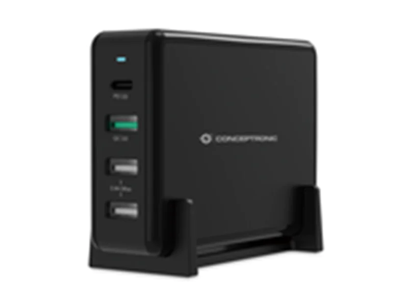 Conceptronic OZUL 4-Port 65W USB-PD Desktop-Ladegerät, Drinnen, AC, 5 V, Schwarz OZUL01B