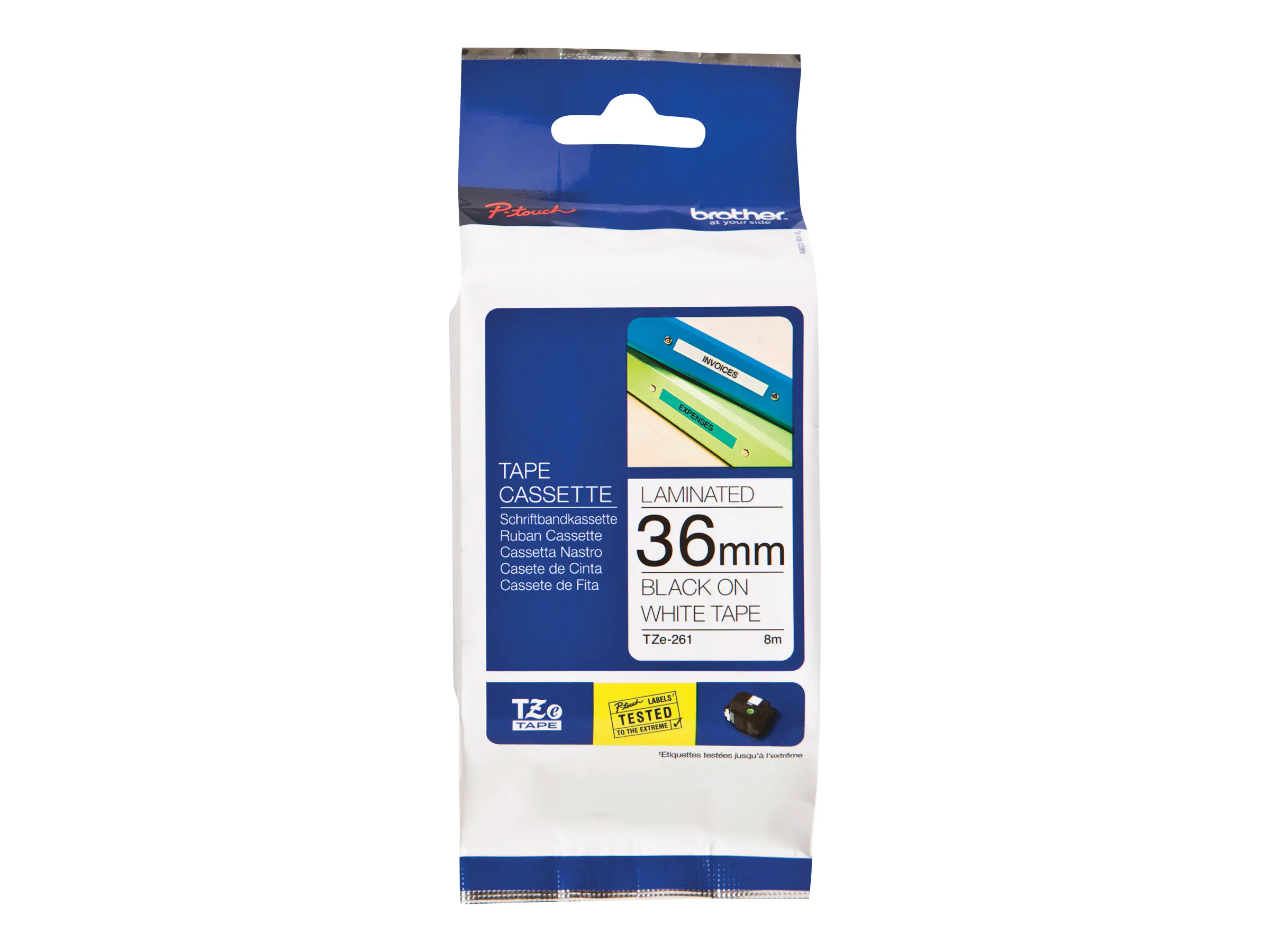 Brother TZe-261 - Schwarz auf Weiß - Rolle (3,6 cm x 8 m) 1 Kassette(n) laminiertes Band (Packung mit 20) - für P-Touch PT-3600, 530, 550, 9200, 9400, 9500, 9600, 9700, 9800, D800, E800, P900, P950