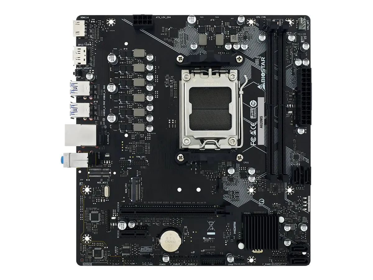 Biostar A620MS A620 AM5 mATX DDR5 - AMD Sockel AM5 (Ryzen Zen4) - Micro/Mini/Flex-ATX