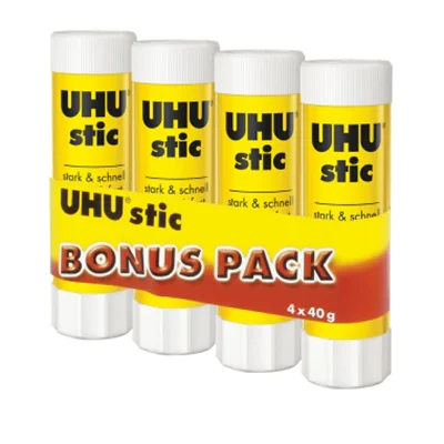 UHU® Klebestift stic nicht nachfüllbar 4 x 40 g/Pack. UHU® Klebestift stic nicht nachfüllbar 4 x 40 g/Pack.