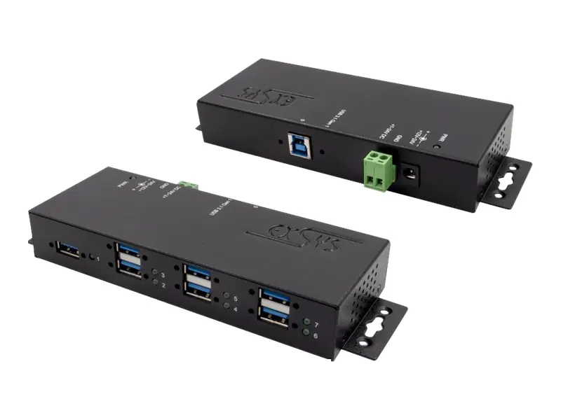 Exsys EX-1189HMVS-3 - 7x USB 3.0 - Metall, - USB 3.2 Gen 1 (3.1 Gen 1) Type-B - USB 2.0 - USB 3.2 Gen 1 (3.1 Gen 1) Type-A - 5000 Mbit/s - Schwarz - Metall - Leistung - USB