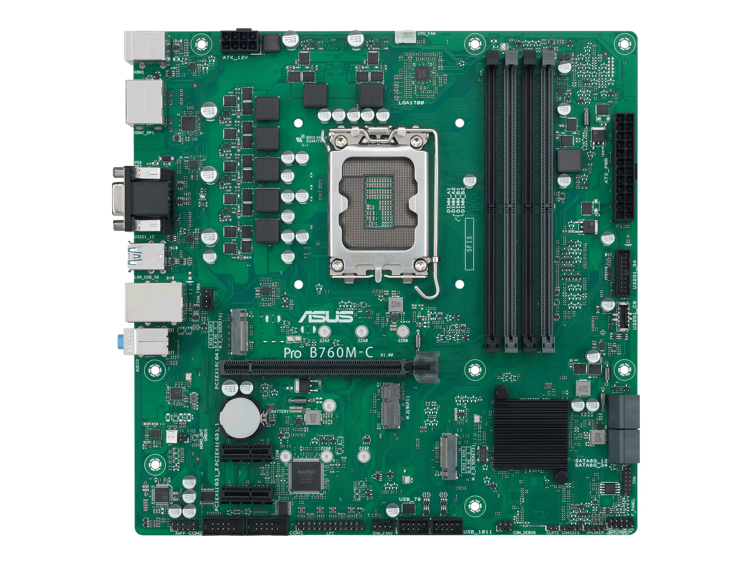 ASUS Pro B760M-C-CSM - Motherboard - micro ATX - LGA1700-Sockel - B760 Chipsatz - USB 3.2 Gen 1, USB-C 3.2 Gen 1 - Gigabit LAN - Onboard-Grafik (CPU erforderlich) - HD Audio (8-Kanal) ASUS Pro B760M-C-CSM - Motherboard - micro ATX - LGA1700-Sockel - B760 Chipsatz - USB 3.2 Gen 1, USB-C 3.2 Gen 1 - Gigabit LAN - Onboard-Grafik (CPU erforderlich) - HD Audio (8-Kanal)