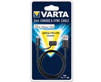 Varta 57943101401 - 1 m - USB A - Micro-USB B/Lightning - Männlich/Männlich - Schwarz