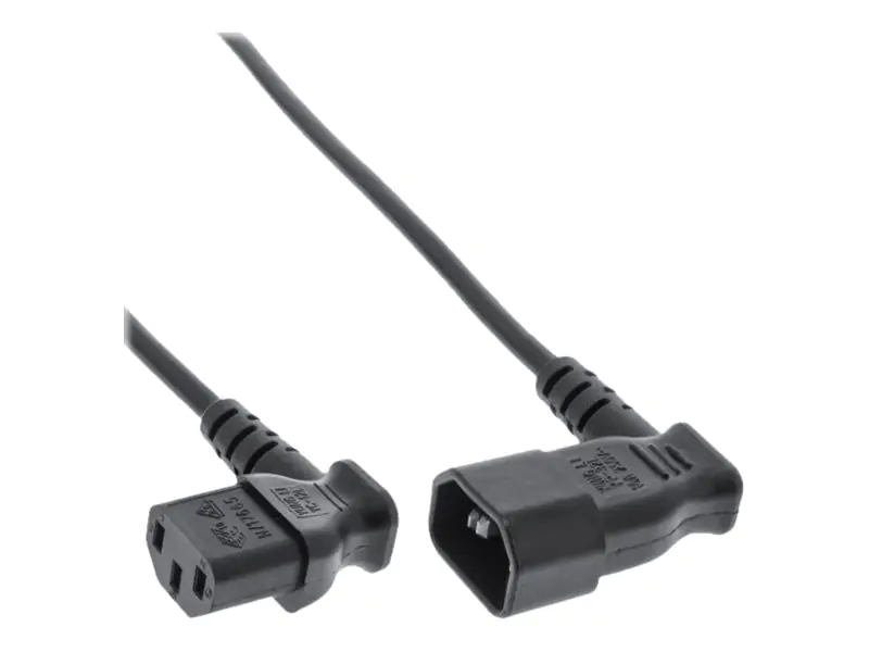 InLine - Spannungsversorgungs-Verlängerungskabel - IEC 60320 C14 bis IEC 60320 C13 - 40 cm - rechts-gewinkelter Stecker - Schwarz