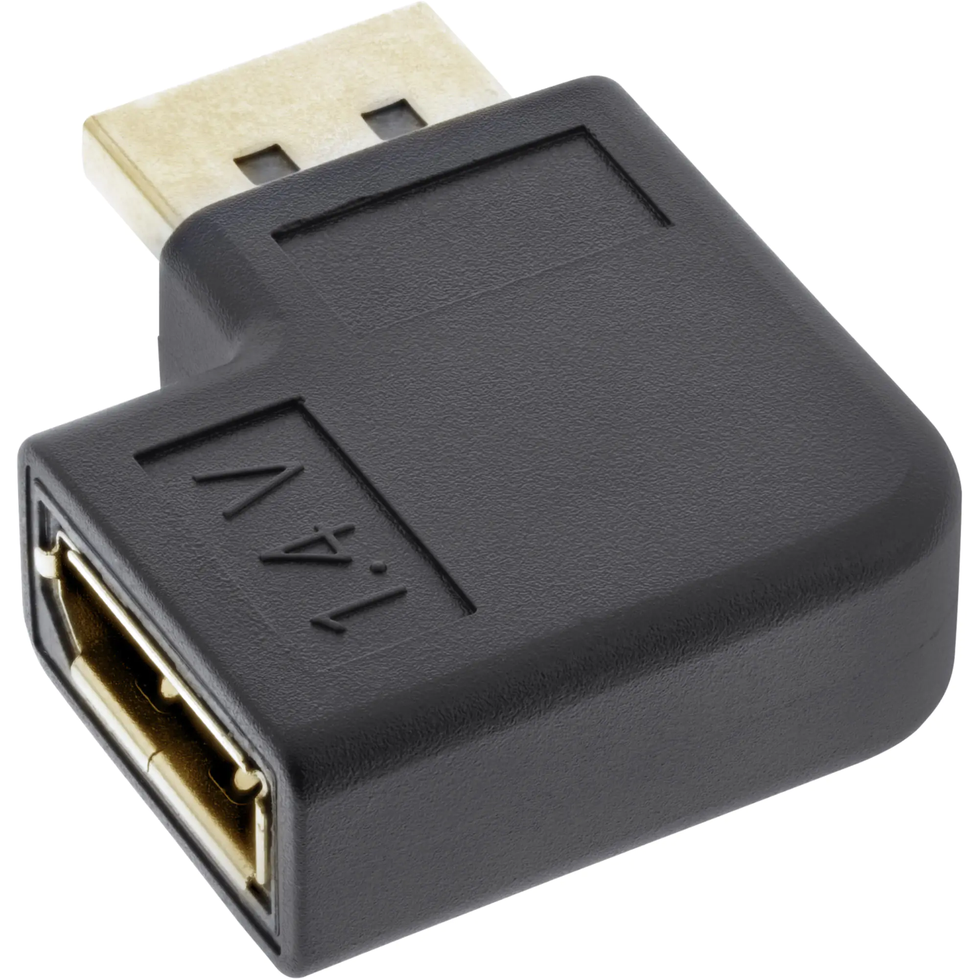 InLine - DisplayPort-Adapter - DisplayPort (M) zu DisplayPort (M) links gewinkelt - 4K Unterstützung, unterstützt 8K UHD (7680 x 4320) - Schwarz