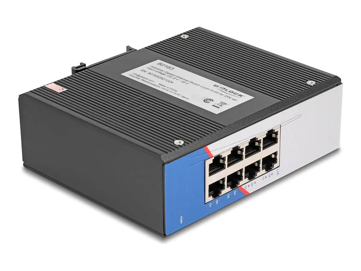 Delock Switch - industriell - 8 x 10/100/1000 80163