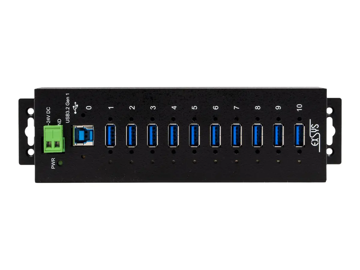 Exsys EX-1510HMVS - Hub - 10 x USB 3.2 Gen 1 - an DIN-Schiene montierbar - Gleichstrom