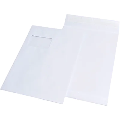 MAILmedia Faltentasche DIN C4 229 x 324 mm (B x H) mit Fenster 120g/m² mit Haftklebung Kraftpapier weiß 100 St./Pack.