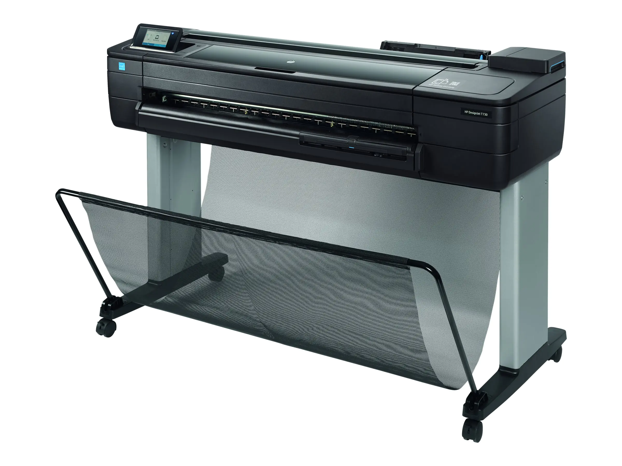 HP DesignJet T730 - 914 mm (36") Großformatdrucker - Farbe - Tintenstrahl - Rolle (91,4 cm x 45,7 m) - 2400 x 1200 dpi - bis zu 0.42 Min./Seite (einfarbig)/ bis zu 0.42 Min./Seite (Farbe) - Gigabit LAN, Wi-Fi(n), USB 2.0-Host - Cutter