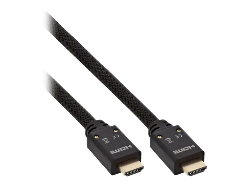 InLine High Speed - HDMI-Kabel mit Ethernet - HDMI männlich zu HDMI männlich - 15 m - dreifach abgeschirmtes Twisted-Pair-Kabel - Schwarz - geformt, 4K Unterstützung, aktiv InLine High Speed - HDMI-Kabel mit Ethernet - HDMI männlich zu HDMI männlich - 15 m - dreifach abgeschirmtes Twisted-Pair-Kabel - Schwarz - geformt, 4K Unterstützung, aktiv