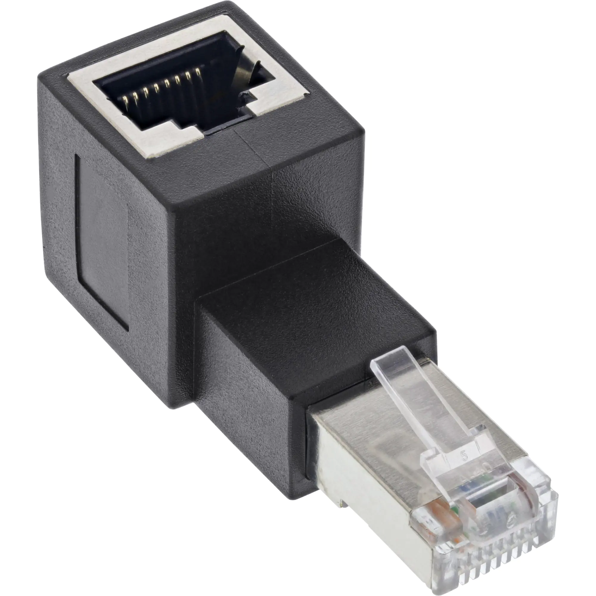 InLine - Netzwerkadapter - RJ-45 (W) gerade zu RJ-45 (M) nach oben angewinkelt - abgeschirmt - CAT 6a - gewinkelt - Schwarz InLine - Netzwerkadapter - RJ-45 (W) gerade zu RJ-45 (M) nach oben angewinkelt - abgeschirmt - CAT 6a - gewinkelt - Schwarz