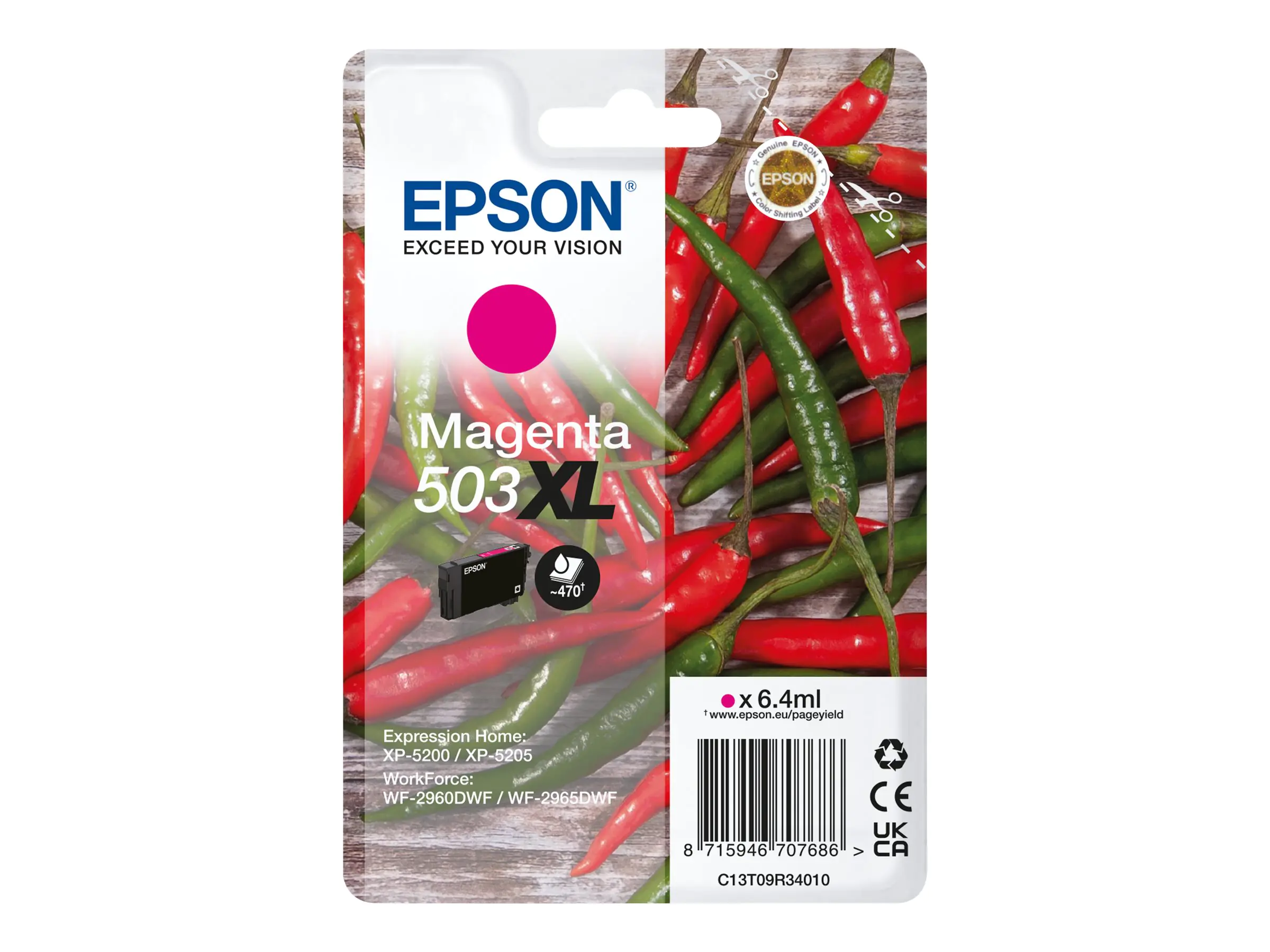 Epson 503XL - 6.4 ml - XL - Magenta - original - Blisterverpackung - Tintenpatrone - für EPL 5200; RIP Station 5200; WorkForce WF-2960