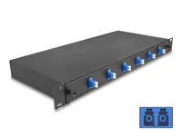 Delock - Glasfaserkabelkiste - OS2, komplett montiert - Vorderseite - Rack montierbar - LC Duplex x 6 - Schwarz - 1U - 48.3 cm (19")