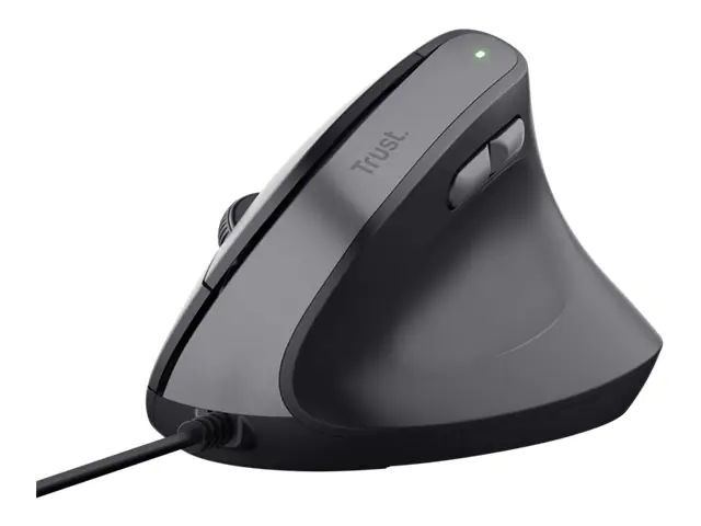 Trust Bayo II - Vertikale Maus - ergonomisch - Für Rechtshänder - optisch - 6 Tasten - kabelgebunden - USB-A - Schwarz Trust Bayo II - Vertikale Maus - ergonomisch - Für Rechtshänder - optisch - 6 Tasten - kabelgebunden - USB-A - Schwarz