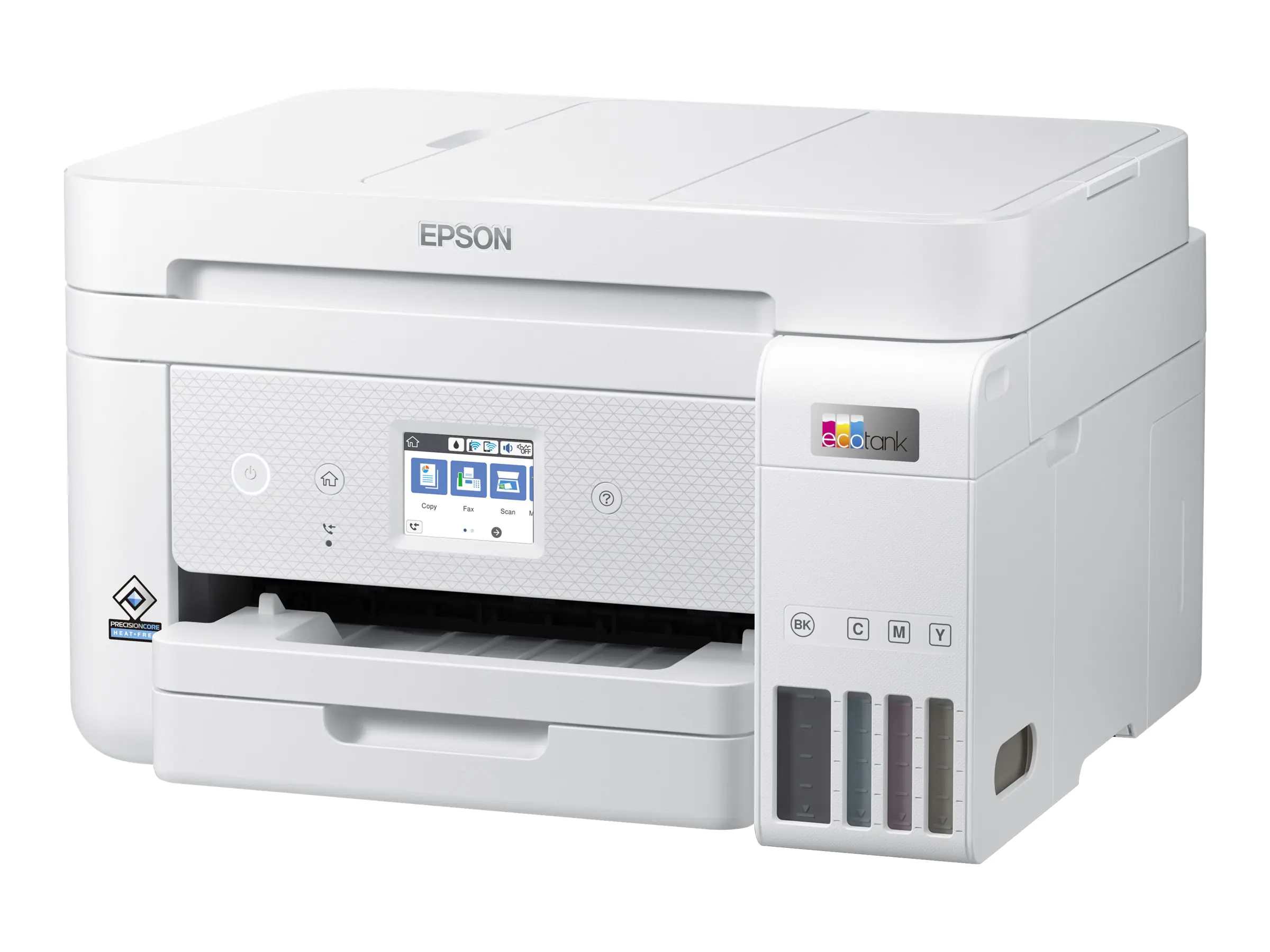 Epson EcoTank ET-4856 - Multifunktionsdrucker - Farbe - Tintenstrahl - nachfüllbar - A4 (Medien) - bis zu 15.5 Seiten/Min. (Drucken) - 250 Blatt - 33.6 Kbps - USB, LAN, Wi-Fi - weiß