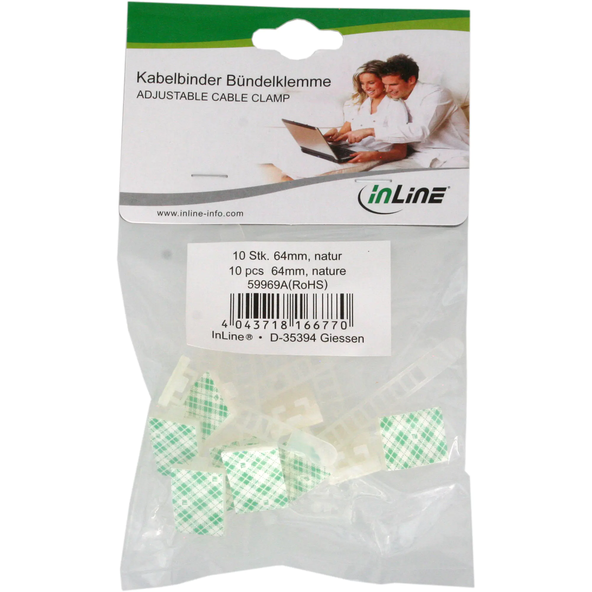 InLine Kabelbinder Bündelklemme 64mm - natur - 10 Stück