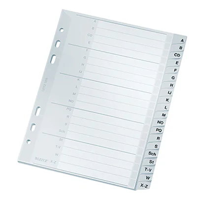 Leitz Register 12650000 A-Z DIN A5 16,5x21cm 20Bl. PP grau Leitz Register 12650000 A-Z DIN A5 16,5x21cm 20Bl. PP grau