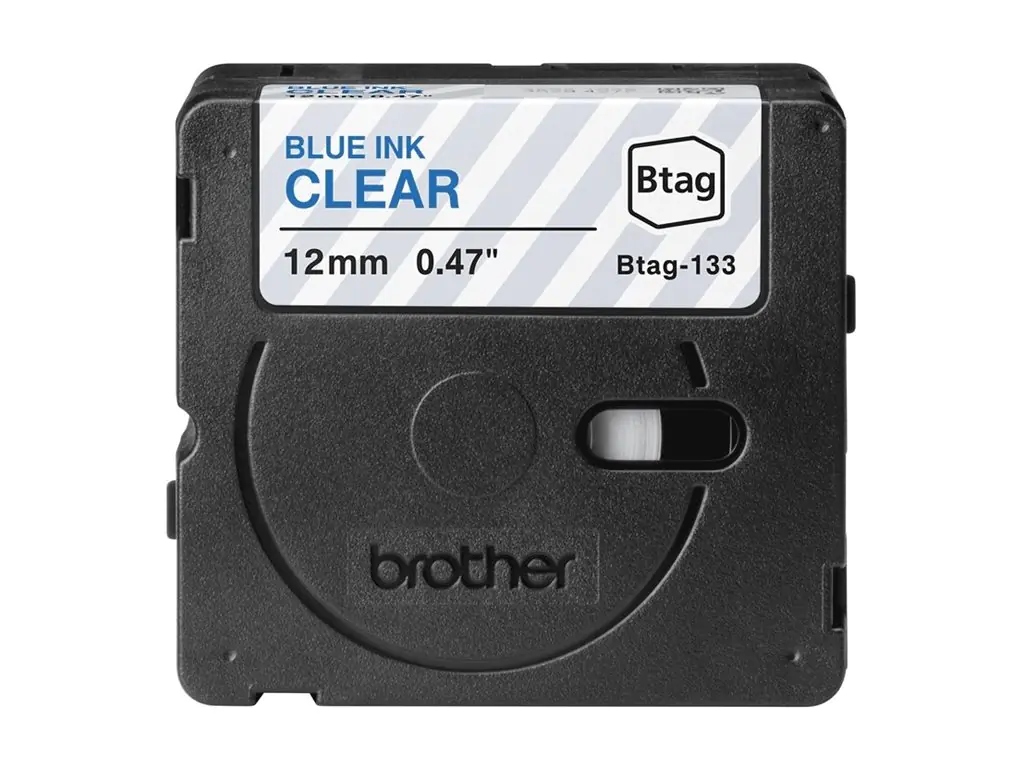 Brother Etikettenband BTAG133 Blau auf durchsichtig Rolle (1,2 cm x 4 m)