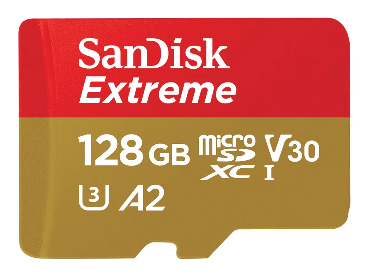 SanDisk Extreme - Flash-Speicherkarte (microSDXC-an-SD-Adapter inbegriffen) - 128 GB - A2 / Video Class V30 / UHS-I U3 / Class10 - microSDXC UHS-I SanDisk Extreme - Flash-Speicherkarte (microSDXC-an-SD-Adapter inbegriffen) - 128 GB - A2 / Video Class V30 / UHS-I U3 / Class10 - microSDXC UHS-I