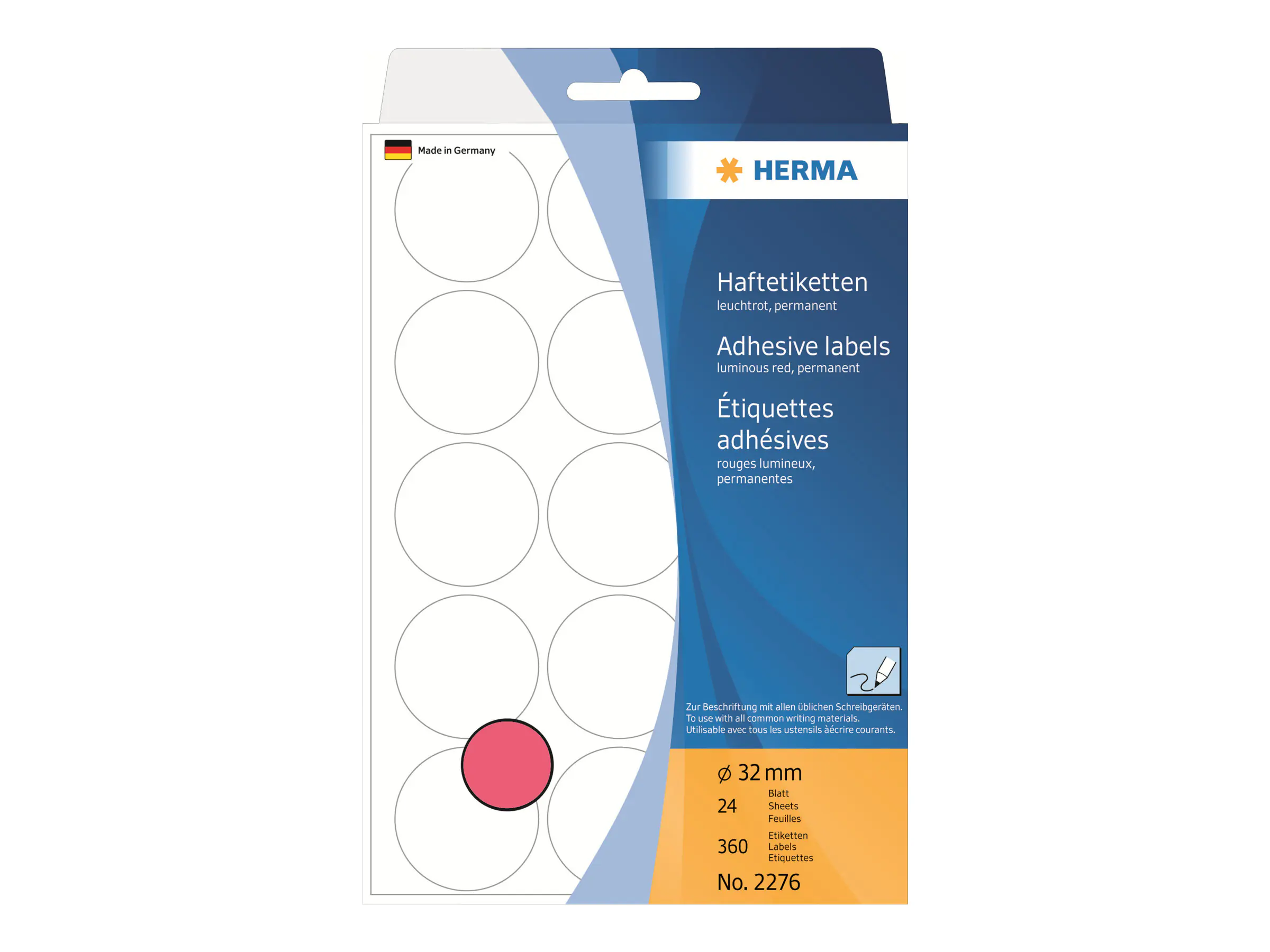 HERMA Markierungspunkt 2276 32mm leuchtrot 360 St./Pack.