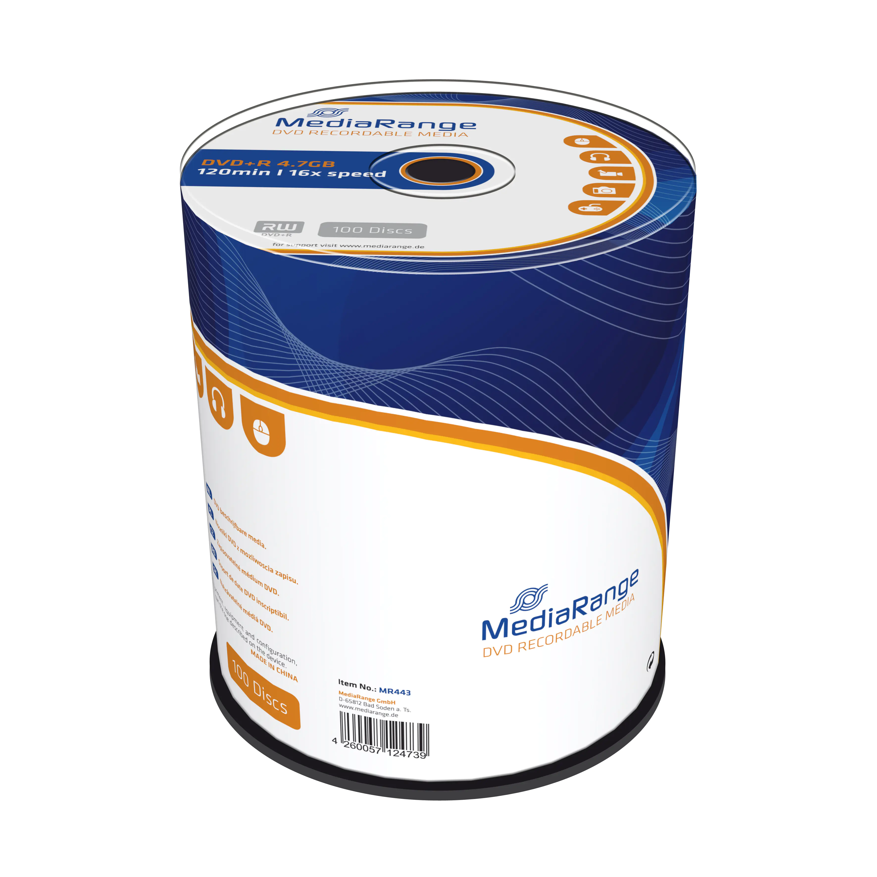 MediaRange - 100 x DVD+R - 4.7 GB (120 Min.) 16x - Spindel MediaRange - 100 x DVD+R - 4.7 GB (120 Min.) 16x - Spindel