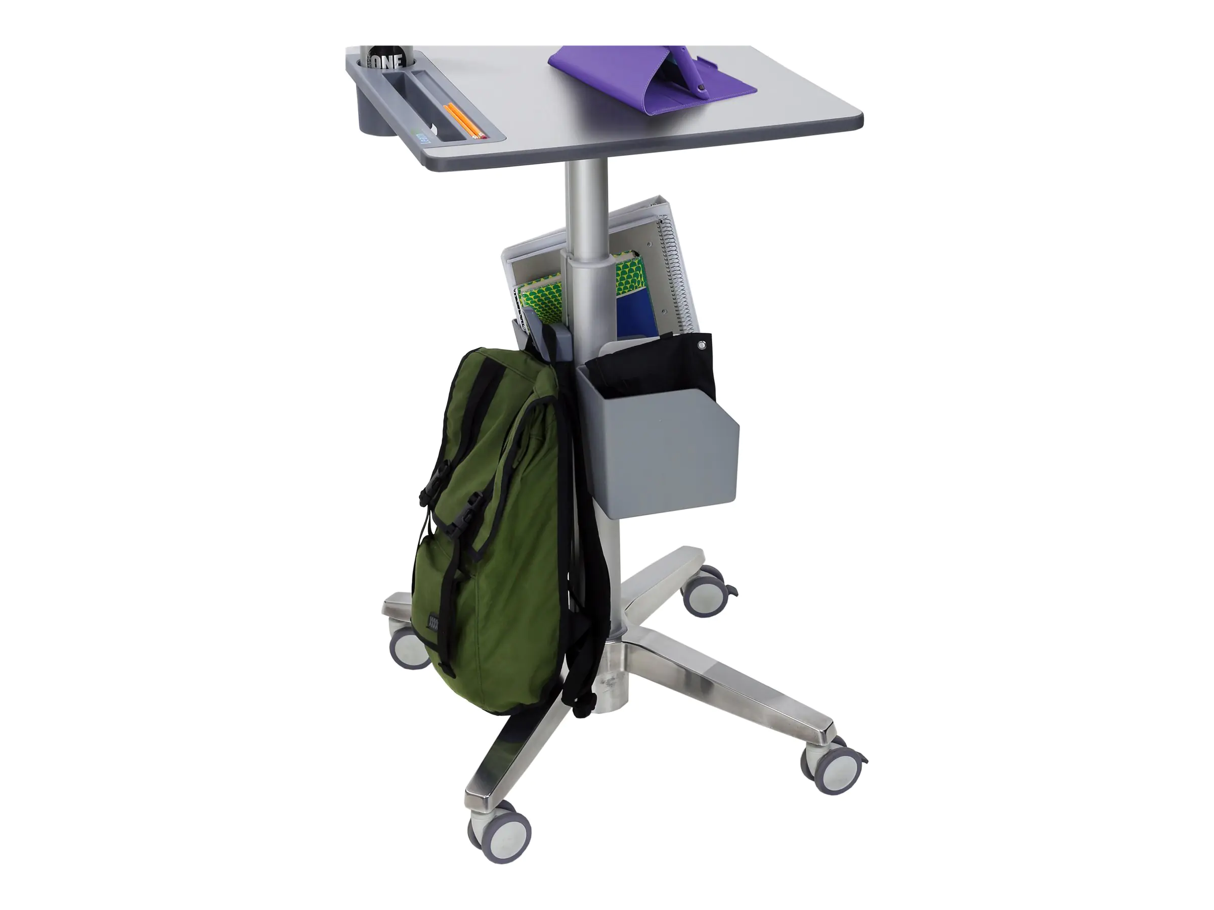 Ergotron LearnFit Tall - Stehpult - mobil - rechteckig - weiß - Silber Basis