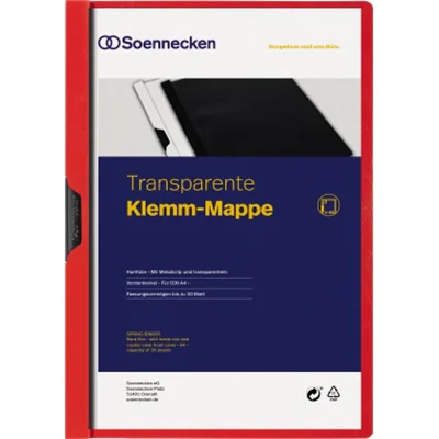 Soennecken Klemmmappe 3316 DIN A4 bis 30Blatt PVC rot Soennecken Klemmmappe 3316 DIN A4 bis 30Blatt PVC rot