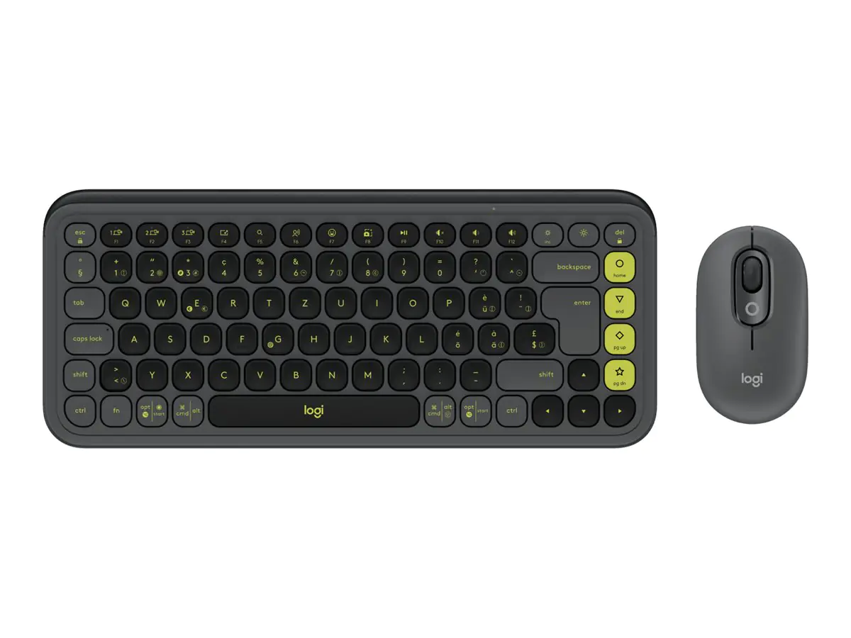 Logitech POP Icon Combo - Tastatur-und-Maus-Set - kabellos - Bluetooth LE - QWERTZ - Schweiz - Graphite, grün