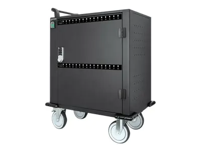 Manhattan Charging Cabinet/Cart via USB-C x32 Devices, Trolley, Power Delivery 18W per port (576W total), Suitable for iPads/other tablets/phones/smaller chromebooks, Bays 330x22x235mm, Device charging cables not included, Lockable (PIN code), EU & UK pow Manhattan Charging Cabinet/Cart via USB-C x32 Devices, Trolley, Power Delivery 18W per port (576W total), Suitable for iPads/other tablets/phones/smaller chromebooks, Bays 330x22x235mm, Device charging cables not included, Lockable (PIN code), EU & UK pow