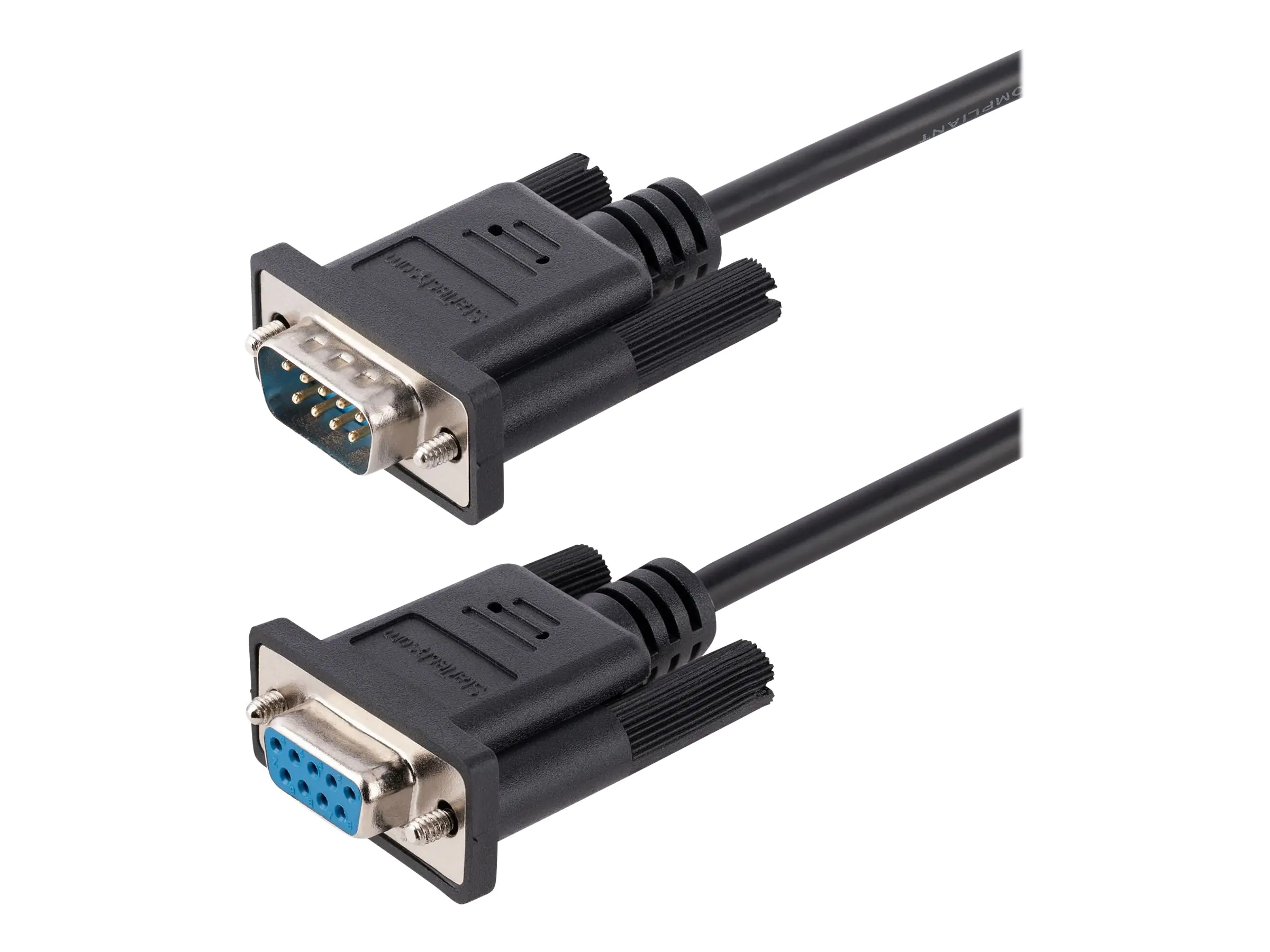 StarTech 3m RS232 Serial Null Modem Cable, Crossover Serial Cable w/Al-Mylar Shielding, DB9 Serial COM Port Cable Female to Male, Compatible w/DTE Devices - Tool-Less Design w/Thumbscrews, Black, F/M (9FMNM-3M-RS232-CABLE) - Nullmodemkabel - DB-9 (W) zu D