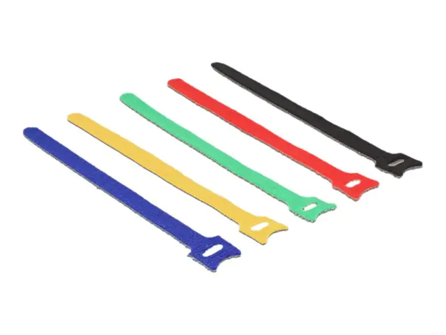 Delock farbig - Klettverschluss - 20 cm - Schwarz, Blau, Gelb, Rot, grün (Packung mit 10) 18635