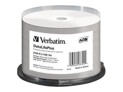 Verbatim DataLifePlus - 50 x CD-R - 700 MB 52x - weiß - mit Tintenstrahldrucker bedruckbare Oberfläche, breite bedruckbare Oberfläche - Spindel