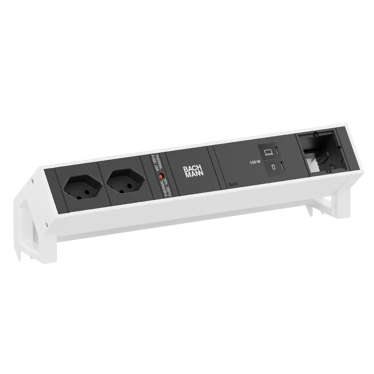 Bachmann DESK2 2xCH 90° 1xUSB C/C 100W 1xCM RAL9010 weiss - Zubehör Stromversorgung BM0023753