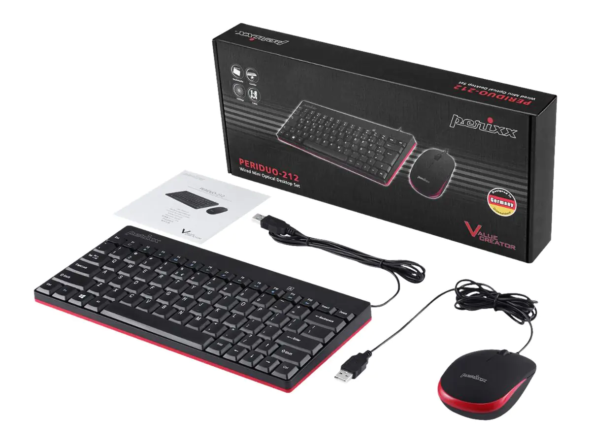 Perixx PERIDUO-212 - Tastatur-und-Maus-Set - USB - QWERTZ - Deutsch - Schwarz