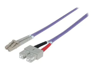 Intellinet Fibre Optic Patch Cable, OM4, LC/SC, 1m, Violet, Duplex, Multimode, 50/125 Âµm, LSZH, Fiber, Lifetime Warranty, Polybag - Patch-Kabel - SC multi-mode (M) bis LC Multi-Mode (M) - 1 m - Glasfaser - Duplex - 50/125 Mikrometer - OM4 - halogenfrei -
