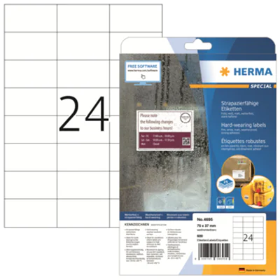 HERMA Etikett 4695 70x37mm weiß 600 Etik./Pack. HERMA Etikett 4695 70x37mm weiß 600 Etik./Pack.