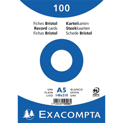 Exacompta Karteikarte 10508E DIN A5 blanko weiß 100 St./Pack. Exacompta Karteikarte 10508E DIN A5 blanko weiß 100 St./Pack.