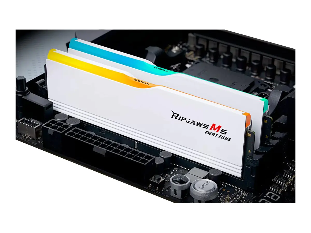 G.Skill Ripjaws M5 Neo RGB F5-6000J3648D16GX2-RM5NRW - DDR5 - Kit - 32 GB: 2 x 16 GB - DIMM 288-PIN - 3000 MT/s / PC5-24000 - CL36 - 1.25 V - ungepuffert - on-die ECC - Mattes Weiß