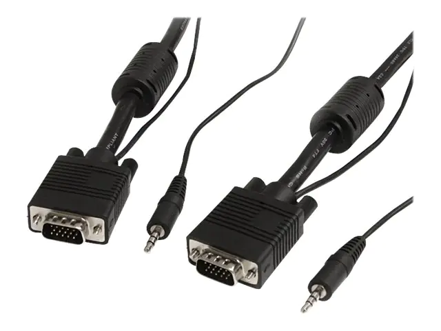 StarTech 5 m Monitor VGA Koaxial Videokabel mit Audio für hohe Auflösung - HD15 Stecker/Stecker - VGA-Kabel - HD-15 (VGA), mini-phone stereo 3.5 mm (M) zu HD-15 (VGA), mini-phone stereo 3.5 mm (M) - 5 m - geformt, Daumenschrauben - Schwarz