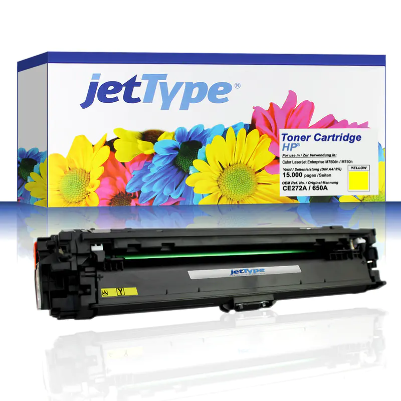 jetType Toner kompatibel zu HP CE272A 650A gelb 15.000 Seiten 1 Stück jetType Toner kompatibel zu HP CE272A 650A gelb 15.000 Seiten 1 Stück