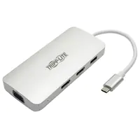 Eaton Tripp Lite Series USB C Docking Station w/ USB-A Hub, 2x HDMI, VGA, PD Charging 1080p @ 60 Hz, Silver USB Type C, USB-C, USB Type-C Thunderbolt 3 Compatible - Dockingstation - USB-C 3.1 / Thunderbolt 3 - VGA, 2 x HDMI