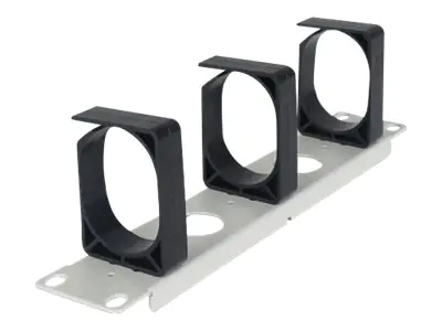 Intellinet Kabelmanagement für 10"-Schränke, 1 HE, drei große Kunststoffringe, grau - Kabelmanagementplatte mit Ringen - Rack montierbar - Grau, RAL 7035 - 1U - 25.4 cm (10")