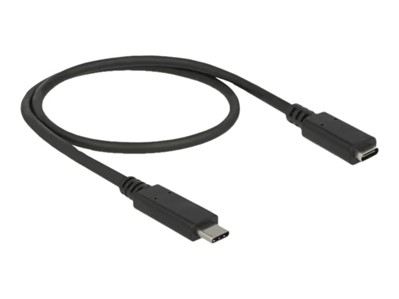 Delock - USB-Verlängerungskabel - 24 pin USB-C (M) zu 24 pin USB-C (W) - USB 3.1 Gen 1 - 3 A - 50 cm - Schwarz