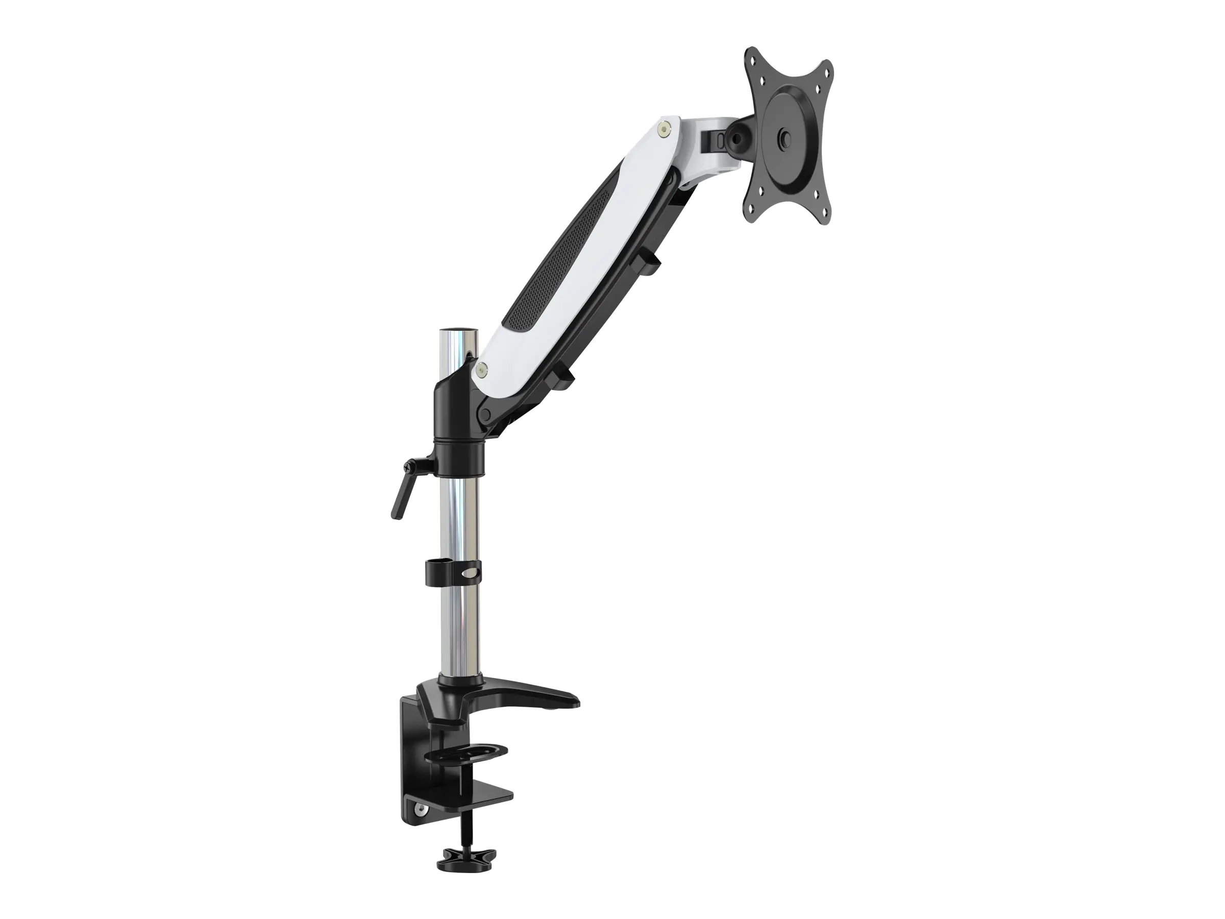 ERGOLEBEN GS120TK - Befestigungskit (Spannbefestigung für Tisch, Clip zur Kabelführung, Rohr, Befestigungsring, Arm mit VESA-Platte) - für Flachbildschirm - Kunststoff, Druckgussaluminium - Schwarz, weiß, Silber - Bildschirmgröße: 38.1-81.3 cm (15"-32") -
